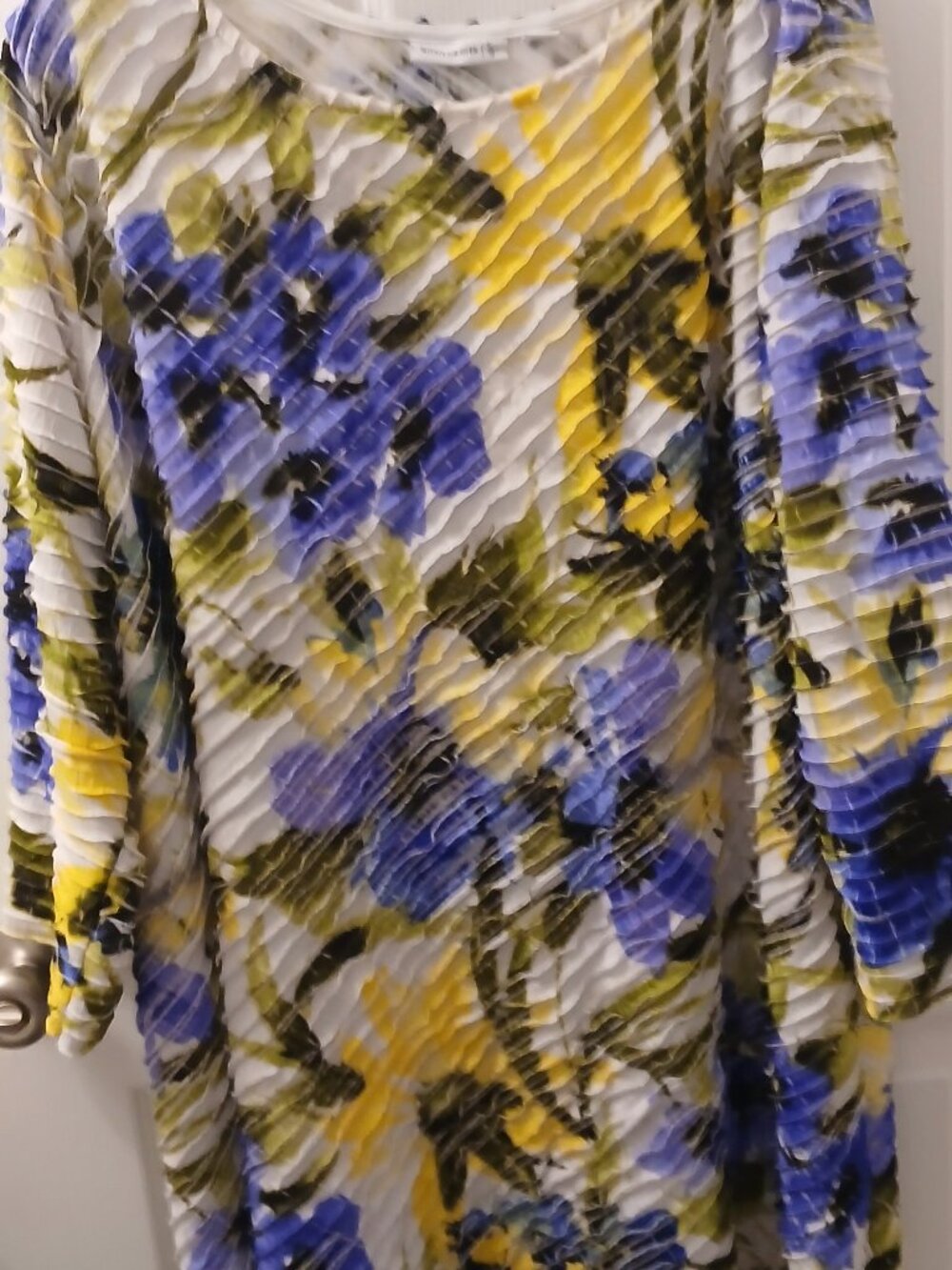 Susan Graver Bateau Neck 3/4 Sleeve Mini Ruffle Tunic